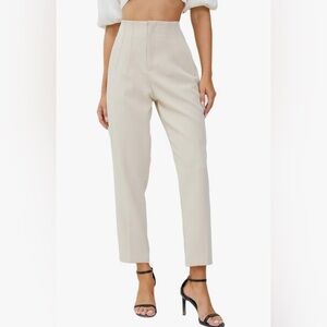 Zara Cream High-Waist Straight Leg Pants